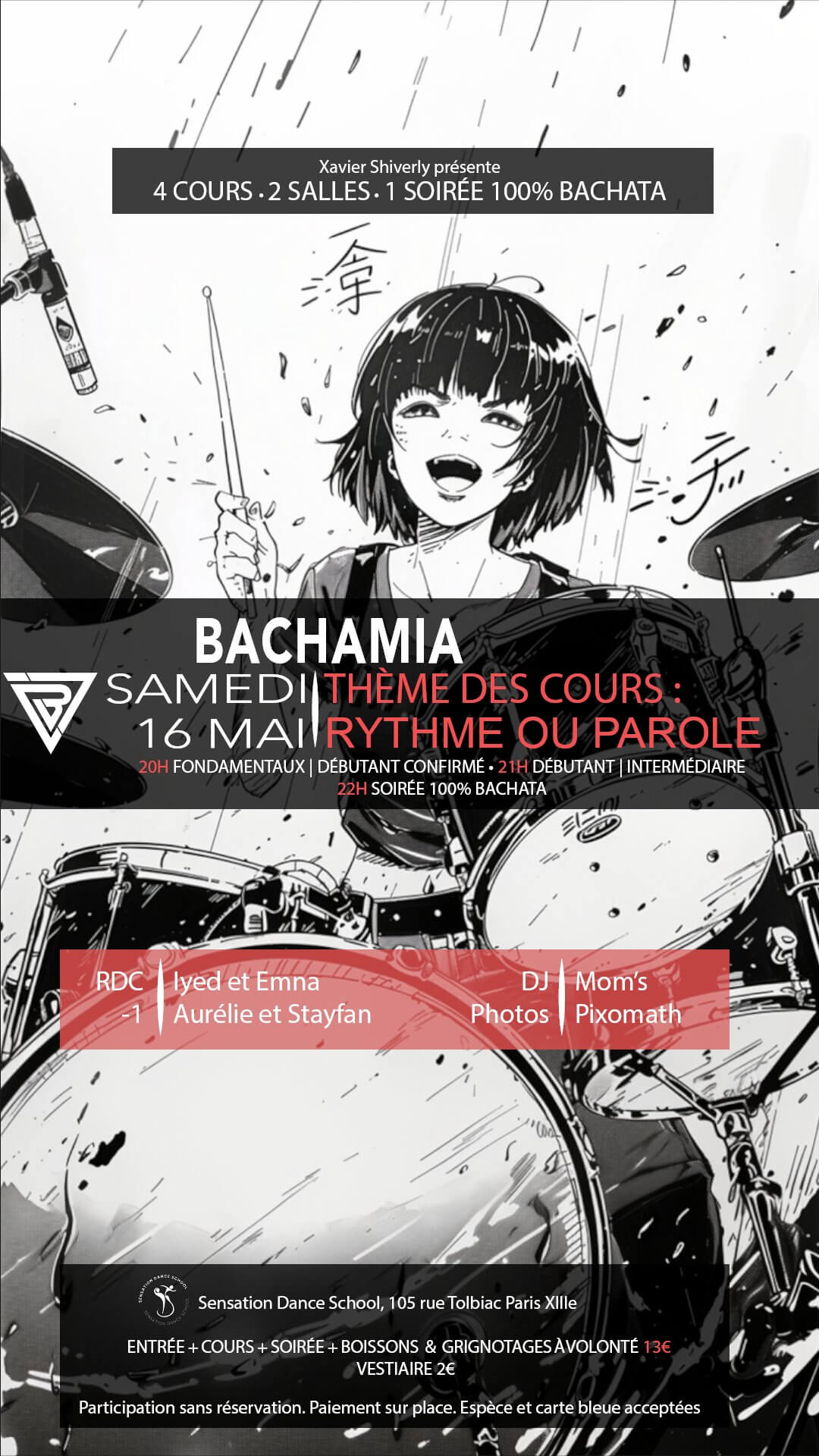 soirée bachamia paris 13 bachata 16 mai 2026 aurelie stayfan