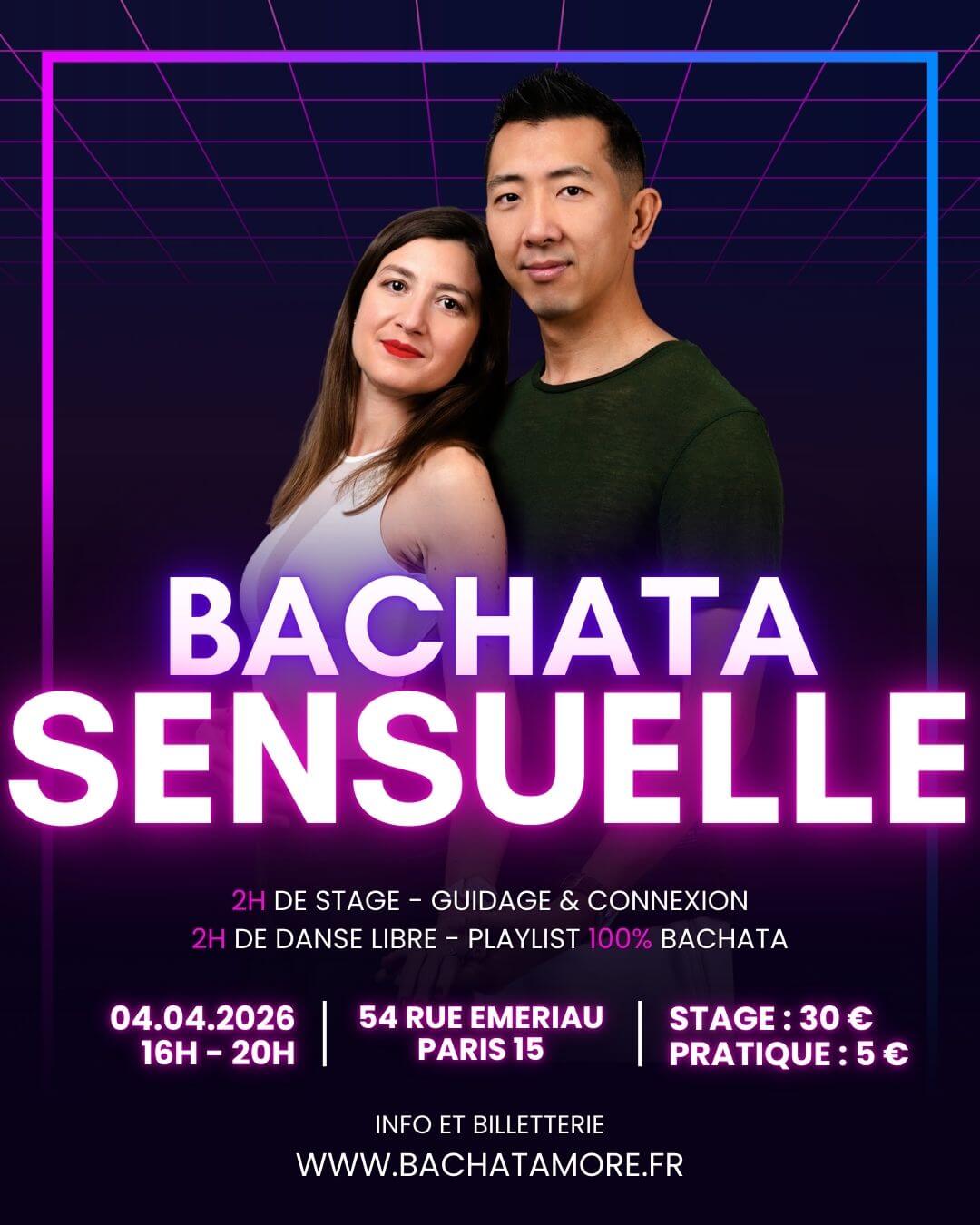stage et pratique encadrée paris 15 bachata sensuelle guidage connexion aurélie stayfan avril 2026
