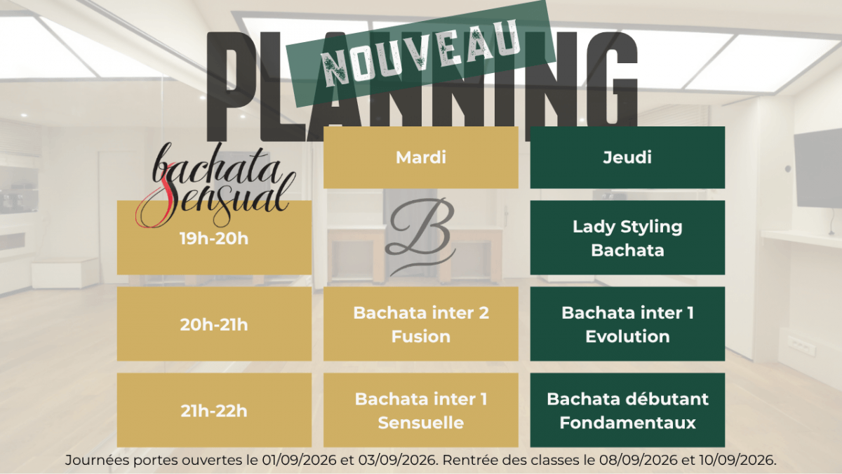 nouveau planning bachata cours paris 15 sensuelle fusion moderne bachazouk influence 2026